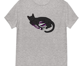 Camiseta Orgullo Gato Asexual – Camiseta LGBTQ+ Bandera Ace Yarn Ball