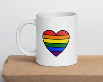 Taza de cerámica LGBTQ con la bandera del arcoíris