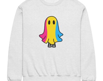 Sweat-shirt Pansexual Ghost Pride - Ras du cou d'Halloween avec drapeau LGBTQ+