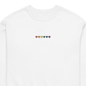 Rainbow Pride Hearts Crew Neck Sweatshirt – Cozy LGBTQ+ Unisex Pullover