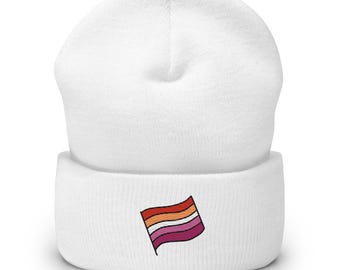 Lesbian Pride-mössa – Mjuk stickad HBTQ-mössa med lesbisk flagga