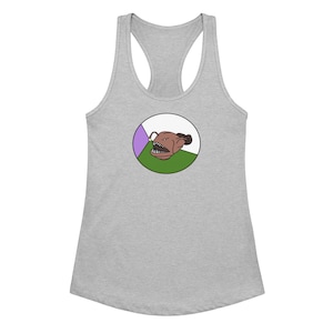 Genderqueer Pride Angler Fish Tank – LGBTQ Racerback Workout Tank, Queer Gym Top, Printed Genderqueer Flag Fish Shirt, Soft Fitted Tank