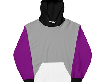 Sudadera con bloques de color del Orgullo Asexual: Sudadera unisex LGBTQ+ acogedora