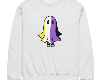Nonbinary Ghost Pride Sweatshirt – LGBTQ+ Halloween Crewneck