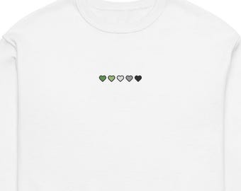 Aromantic Pride Hearts Crew Neck Sweatshirt – Cozy LGBTQ+ Unisex Pullover