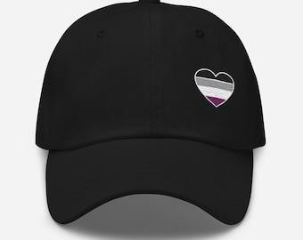 Asexual Pride Baseballkappe – Weiche Baumwollmütze mit Asexual Flaggen-Herz