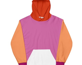 Felpa con cappuccio color block "Lesbian Pride" - Comoda felpa con cappuccio LGBTQ+