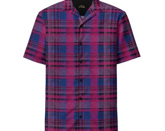 Bisexual Pride Plaid Button-Up Shirt – Lightweight LGBTQ+ Top