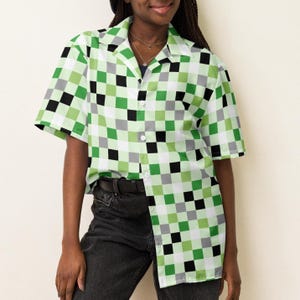 Aromantic Pride Checkerboard Shirt – Oversized LGBTQ Button Up