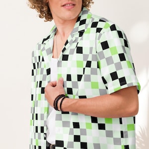 Agender Pride Checkerboard Shirt – Oversized LGBTQ Button Up