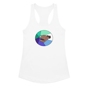 Gay Pride Angler Fish Tank – LGBTQ Racerback Workout Tank, Glowing Queer Gym Top, Printed Masc Gay Flag Fish Shirt, Soft Fitted Tank