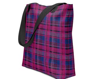 Bisexual Plaid Tote Bag – LGBTQ+ Bi Flag Checkered Pride Tote