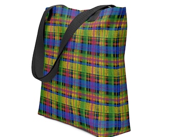 Regenbogen karierte Tragetasche – LGBTQ+ Pride Flag Tote