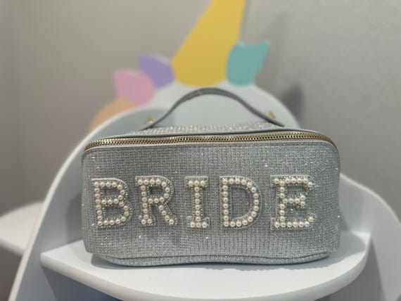 Custom Sequin Bridal Makeup Bag: Bride Gift