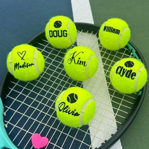Name Personalized Tennis Balls: Single or Set of 3 Balls. Add style to your Court. Perfect Gift For The Avid & Recreational Tennis Player.