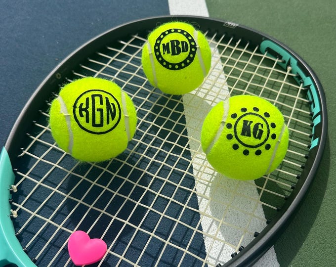 Personalized Monogrammed Tennis Balls: Add style to your Court. Perfect Gift For The Avid and Recreational Tennis Player.