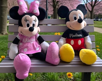 Personalized Mickey or Minnie Mouse Plush – Custom Name Keepsake Gift