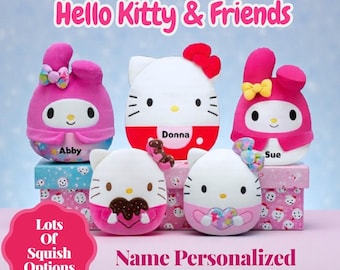 Squishmallow personalizado de Hello Kitty y sus amigos - Regalo de San Valentín, cumpleaños, para recuperarse, felicitaciones - Para niñas y adolescentes