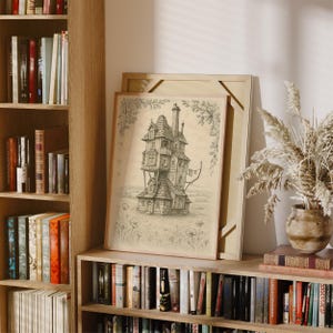 The Burrow Sketch | Whimsical HP Digital Print | Weasley House Cottagecore Decor | Wizarding World Wall Art | Fantasy Book Gifts image 2