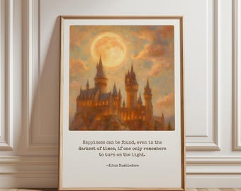 Impresión digital con cita del Castillo de Hogwarts / Decoración literaria de Light Academia / Arte cottagecore caprichoso / Regalos para amantes de los libros