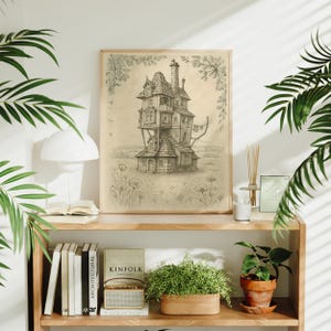 The Burrow Sketch | Whimsical HP Digital Print | Weasley House Cottagecore Decor | Wizarding World Wall Art | Fantasy Book Gifts image 7
