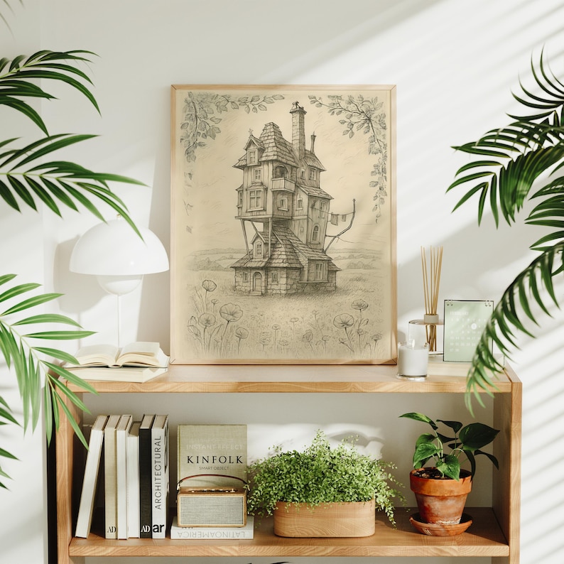 The Burrow Sketch | Whimsical HP Digital Print | Weasley House Cottagecore Decor | Wizarding World Wall Art | Fantasy Book Gifts image 7