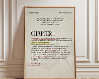 Lámina digital del capítulo uno de Fourth Wing: Romance literario, estilo Dark Academia. Decoración/Regalo para amantes de los libros de fantasía.