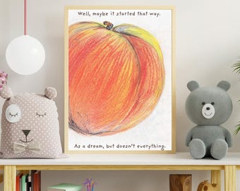 Lámina de James y el melocotón gigante / Decoración infantil de Roald Dahl (descarga digital)