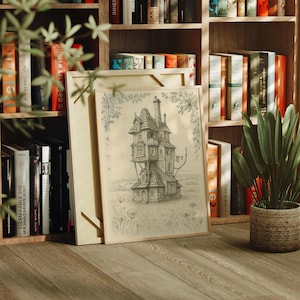 The Burrow Sketch | Whimsical HP Digital Print | Weasley House Cottagecore Decor | Wizarding World Wall Art | Fantasy Book Gifts image 6