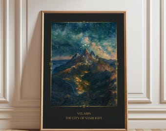Lámina de Velaris, Ciudad de la Luz Estelar: Póster de arte literario de ACOTAR (Descarga digital)
