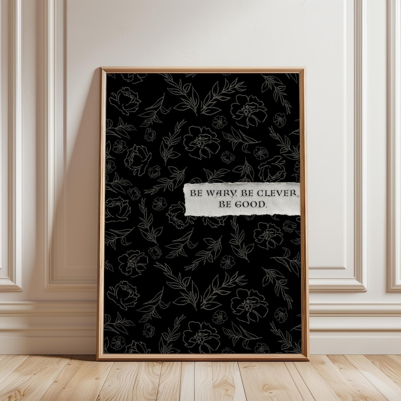 One Dark Window Print: Gothic Floral Book Quote (Digital Download) image 1