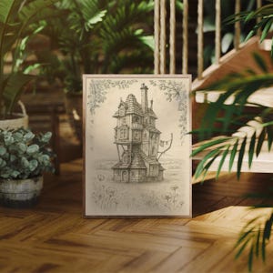 The Burrow Sketch | Whimsical HP Digital Print | Weasley House Cottagecore Decor | Wizarding World Wall Art | Fantasy Book Gifts image 5