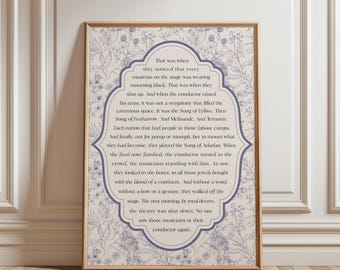 Lámina con cita del director de orquesta de Trono de Cristal: Arte floral vintage de fantasía (descarga digital) / SJM Bookish Decor