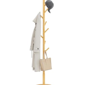 Wooden Standing Coat Rack With 9 Hooks And 4 Adjustable Height| Hat Rack | Rustic Coat Rack | Standing Coat Rack | Modern Coat Rack