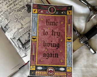 Try Living Again Astarion Quote - BG3 kunstafdruk in middeleeuwse stijl