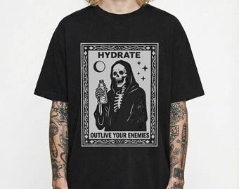 Hydrate Grim Reaper Shirt, Comfort Colors Graphic Tee, Funny Goth Shirt, Retro Grunge Tee, Vintage Black White Graphic