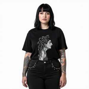 Medusa Graphic Tee | Gothic Surrealist Art Shirt | Snake Hair Goddess | Dark Mythology Aesthetic T-Shirt | Greek Mythology Shirt | Gorgon