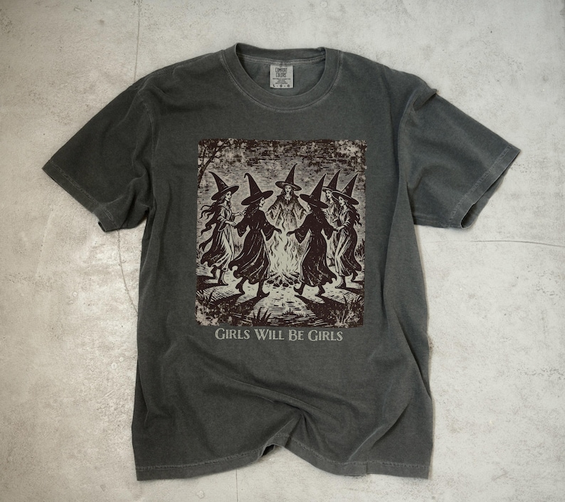 Witchy Women's Plus Size T-shirt XL-4XL, Girls Will Be Girls Tee, Witch Vintage Shirt, Vintage Halloween, Halloween Gift, Spooky Fashion image 2