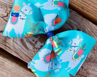 llama probllama hair bow social media Cheer bow unique