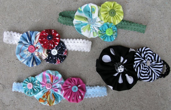 Items similar to Yo Yo Flower Headband on Etsy