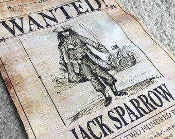 Lienzo impreso del póster de Piratas del Caribe "SE BUSCA" - Póster de Jack Sparrow - Ilustración del Capitán Jack Sparrow