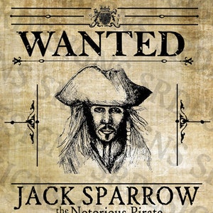 PRINTABLE 3 PACK Pirates of the Caribbean 'WANTED' Posters Jack Sparrow Posters Digital Captain Jack Sparrow Artwork image 2