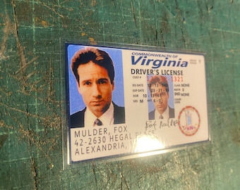 Licencia de Fox Mulder Disfraz falso Conducir Laminado Cosplay Expediente X