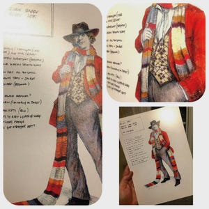 Doctor Who Costume Design Print Tom Baker 4th Doctor McCoy Pertwee 3rd Third