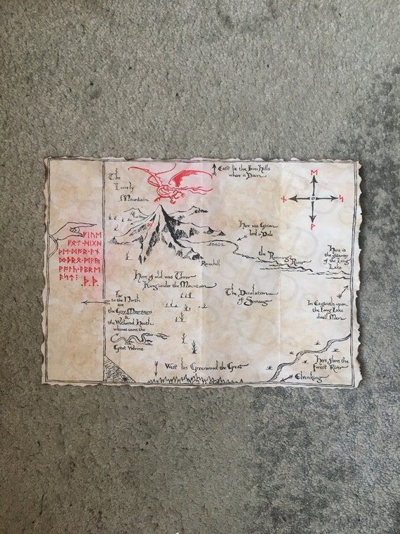 Hobbit Inspired Print Thorin's Map Thror's Map the - Etsy UK