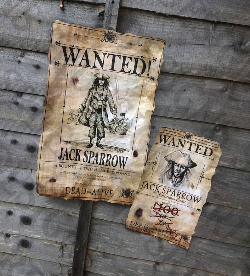 PRINTABLE 3 PACK Pirates of the Caribbean 'WANTED' Posters Jack Sparrow Posters Digital Captain Jack Sparrow Artwork image 4