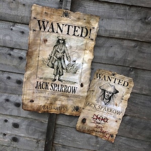 2 X PRINTABLE Pirates of the Caribbean 'WANTED' Poster - Jack Sparrow Poster - Digital Captain Jack Sparrow Artwork