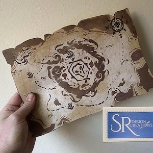Landkarte inspiriert von Sea of Thieves Weltinsel Leinwanddruck A4 Farbe