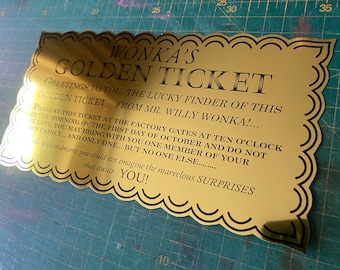 Wonky Chocolatier Golden Ticket Charlie and the Chocolate Factory Gene Wilder Prop Replica Film Movie Inspired