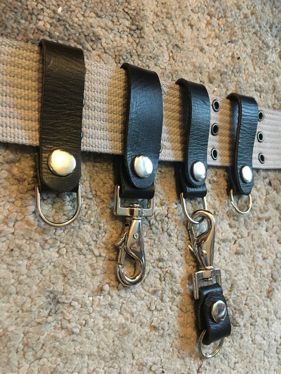 Belt Fobs - Ghostbusters Black Leather Belt Hanging Clips Keyrings Lobster Clip Proton Pack